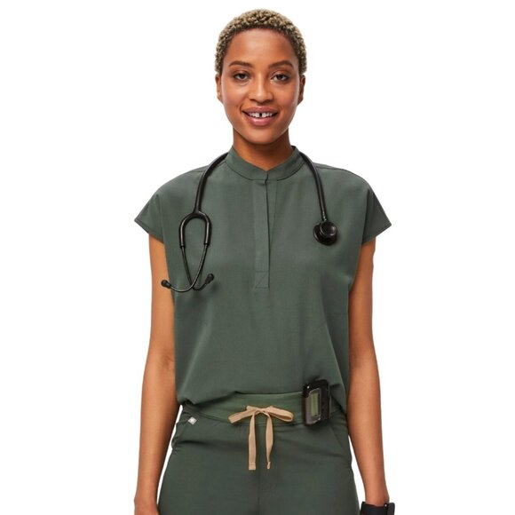 Figs Womens Rafaela Scrub Top Size L Moss Cap Sleeve Technical Collection Green - Picture 1 of 8